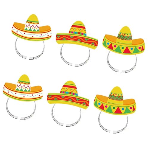 Meiliyizu 6 Stück Sombrero Stirnbänder Kopfschmuck Thema Party Dekorationen Kopfbedeckung für Feiern und Foto Requisiten von Meiliyizu