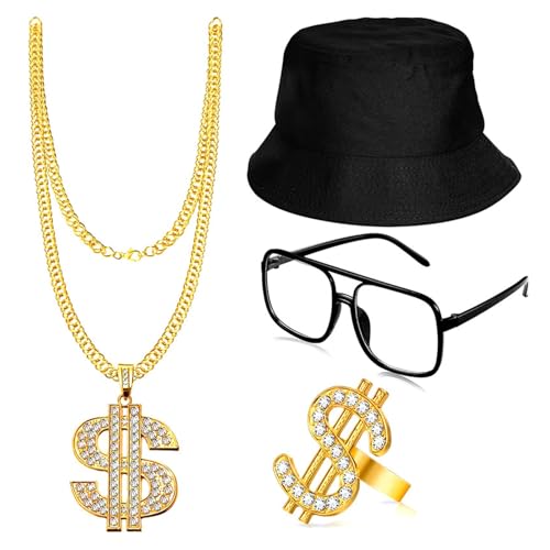 Meiliyizu 80er 90er Rapper Kostüm Set für Herren Damen 80er 90er Jahre Hip Hop Kostüm Zubehör Brille Halskette Eimer Hut Radio Meiliyizu 80er 90er Rapper Kostüm Set für Herren Damen 80er 90er Jahre Hip Hop Kostüm Zubehör Brille Halskette Eimer Hut Radio von Meiliyizu