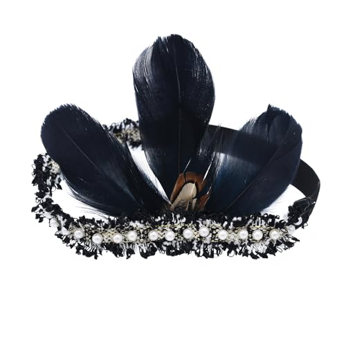 Meiliyizu Flapper Kopfschmuck Brüllender 20er Jahre Gefiederter Haarschmuck Brüllende 20er Jahre Haarschmuck für Hochzeit Party Aufführungen Karneval von Meiliyizu