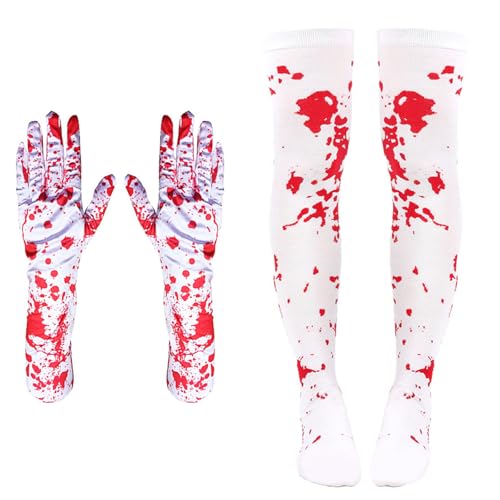 Meiliyizu Gespritzte Blutbrille Halloween Spitzhut Blutige Handschuhe Strümpfe Dekorative Brille Halloween Kostüm Zubehör von Meiliyizu
