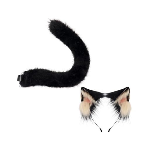 Meiliyizu Handgefertigte Plüsch-Katzenohren-Haarbänder aus Kunstpelz, Schwanz für Halloween, Cosplay, Party, Kostüme, Zubehör für Kinder und Erwachsene Meiliyizu Handgefertigte Plüsch-Katzenohren-Haarbänder aus Kunstpelz, Schwanz für Halloween, Cosplay, Party, Kostüme, Zubehör für Kinder und Erwachsene von Meiliyizu