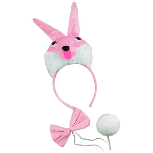 Meiliyizu Hasen-Kostüm-Set, Ohren, Schwanz, Fliege, Handschuhe, Tier-Kostüme, Zubehör, Kinder, Halloween, Cosplay, Party-Requisiten von Meiliyizu