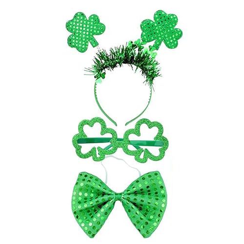 Meiliyizu Patricks Day Kostüm Partys Gastgeschenk Patricks Day Zubehör Dekorationen Zubehör Koboldhut Stirnband Fliege Brille von Meiliyizu