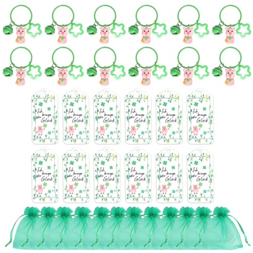 Meiliyizu Set mit 12 irischen Festival-Party-Geschenken, Glücksschweinchen-Schlüsselanhänger, Tier-Schlüsselanhänger mit Aufbewahrungstasche, stilvolle Party-Souvenirs Meiliyizu Set mit 12 irischen Festival-Party-Geschenken, Glücksschweinchen-Schlüsselanhänger, Tier-Schlüsselanhänger mit Aufbewahrungstasche, stilvolle Party-Souvenirs von Meiliyizu