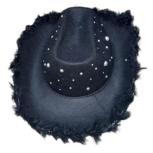 Meiliyizu Westernhut mit Federbesatz und Strasssteinen, für Musikfestival, Cosplay, Kostüm, Kopfbedeckung, Karneval, Party-Zubehör Meiliyizu Westernhut mit Federbesatz und Strasssteinen, für Musikfestival, Cosplay, Kostüm, Kopfbedeckung, Karneval, Party-Zubehör von Meiliyizu