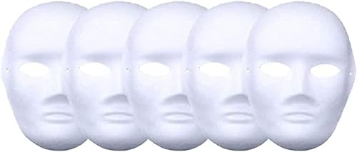 meioro DIY Weißes Papier Maske Zellstoff Blank Handgemalte Maske Persönlichkeit Kreative Freie Design Maske(5 Stück,Männer) von meioro