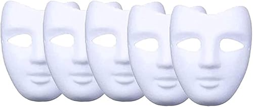 meioro DIY Weißes Papier Maske Zellstoff Blank Handgemalte Maske Persönlichkeit Kreative Freie Design Maske(5 Stück,V Gesicht) von meioro