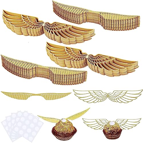 100 Stück Geburtstags Deko,Tortendeko,Geburtstags Deko Goldene Flügel Deko Schokoladen Kuchen Dekoration für Geburtstags Hochzeits Zauberer Mottoparty (2 Stile) von Mein HERZ