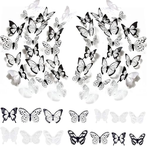 3D Schmetterlingswandaufkleber,3D Schmetterlinge Deko für Die Wand Schmetterling Wandtattoo zum Kleben Wand Dekor Wanddekoration Wanddeko für Die Schlafzimmer Wand Schmetterling Dekorationen(36Stk) von Mein HERZ