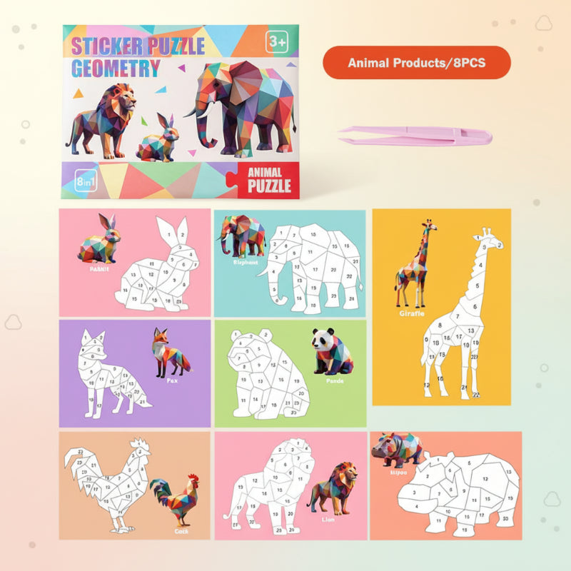 3D Sticker Puzzle – Kreativt og lærerigt – Geometrisk 3D-puslespil Dyr | Pädagogisches Holzspielzeug von Mein Kleines Baby