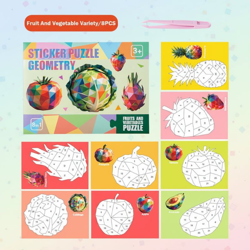3D Sticker Puzzle – Kreativt og lærerigt – Geometrisk 3D-puslespil Frugt | Pädagogisches Holzspielzeug von Mein Kleines Baby