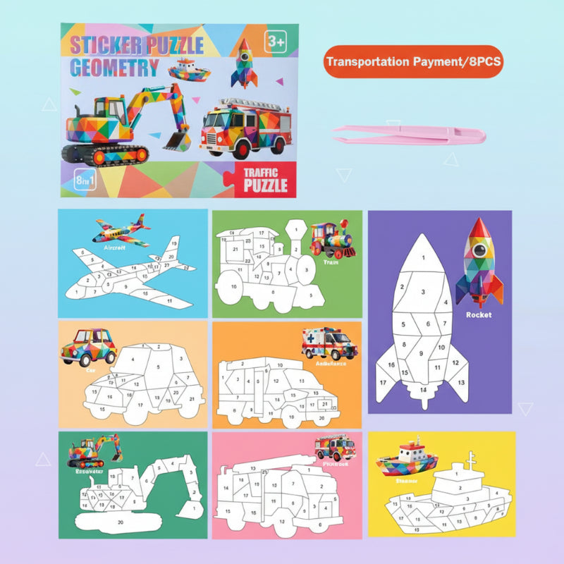 3D Sticker Puzzle – Kreativt og lærerigt – Geometrisk 3D-puslespil Køretøj | Pädagogisches Holzspielzeug von Mein Kleines Baby