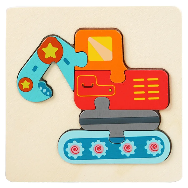 3D Wooden Puzzle™ - Verspieltes Tierabenteuer - Puzzlespiel Bagger | Pädagogisches Holzspielzeug von Mein Kleines Baby