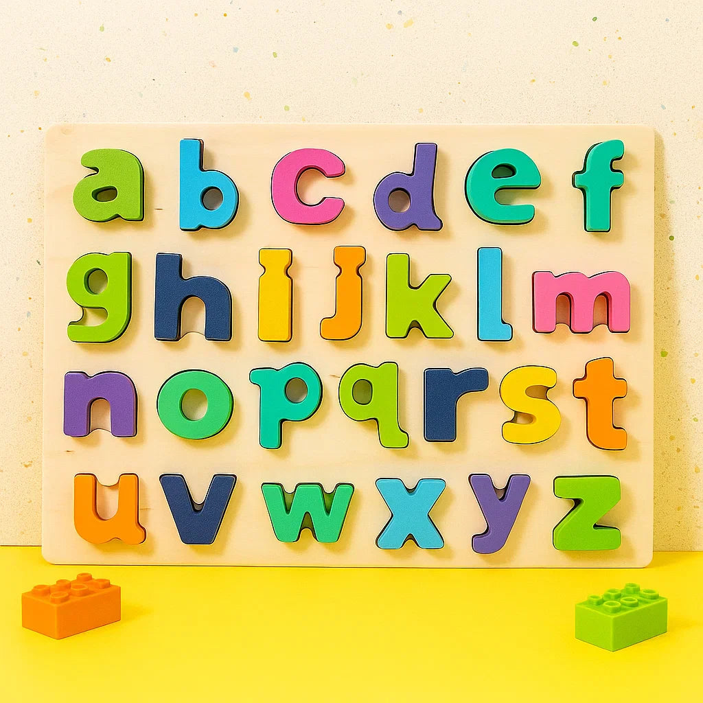 AlphaBlocks– Holz&Lernspielzeug– 3D-Buchstabenpuzzle Kleine Buchstaben (Pastell) | Pädagogisches Holzspielzeug von Mein Kleines Baby