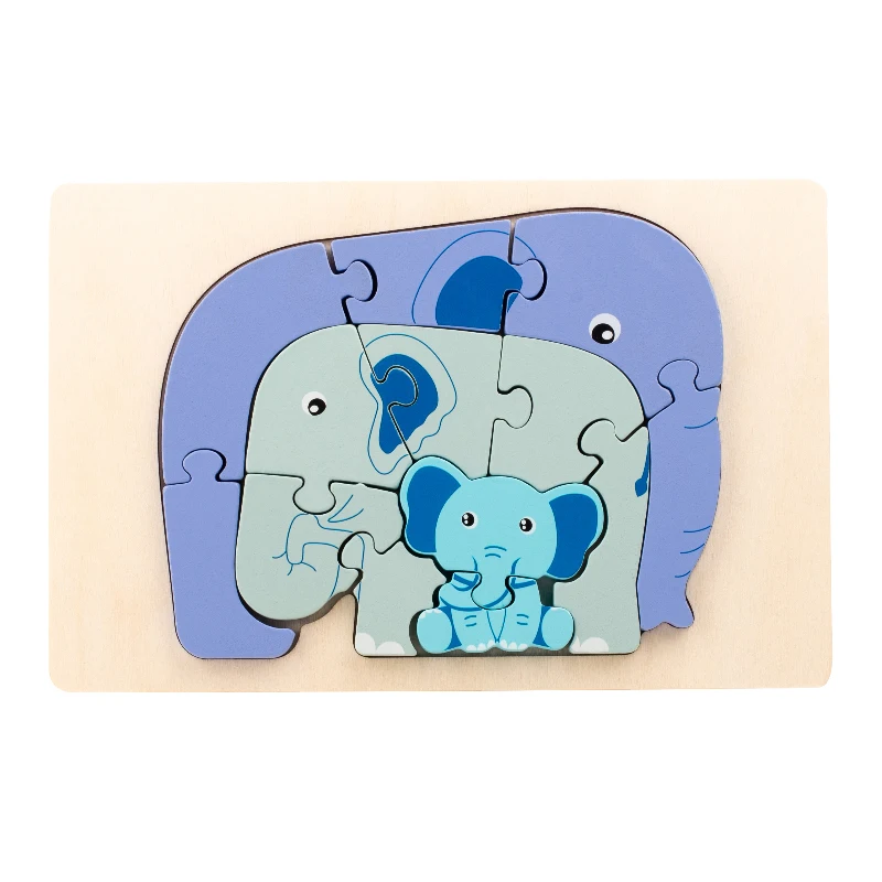 Animal Puzzle™ – Entdecken&Lernen– Cartoon Holzpuzzle Elefant | Pädagogisches Holzspielzeug von Mein Kleines Baby