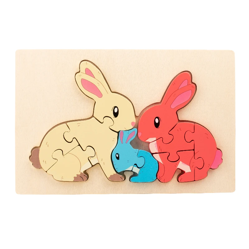 Animal Puzzle™ – Entdecken&Lernen– Cartoon Holzpuzzle Kaninchen | Pädagogisches Holzspielzeug von Mein Kleines Baby