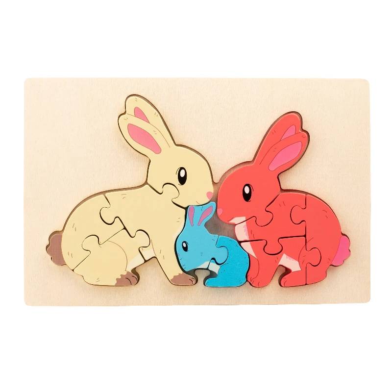 Animal Puzzle™ – Entdecken&Lernen– Cartoon Holzpuzzle Kaninchen | Pädagogisches Holzspielzeug von Mein Kleines Baby
