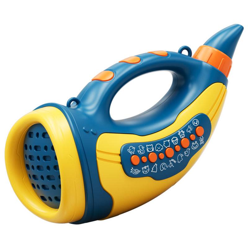Animal Sounds Horn™ - Symphonie der Tiere - Tiergeräusche Horn Blau | Pädagogisches Holzspielzeug von Mein Kleines Baby