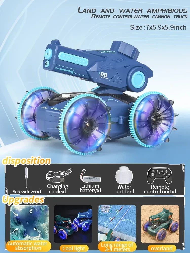 Aqua Racer™ – Doppelt so hart – RC Amphibien-Rennwagen Blau | Pädagogisches Holzspielzeug von Mein Kleines Baby