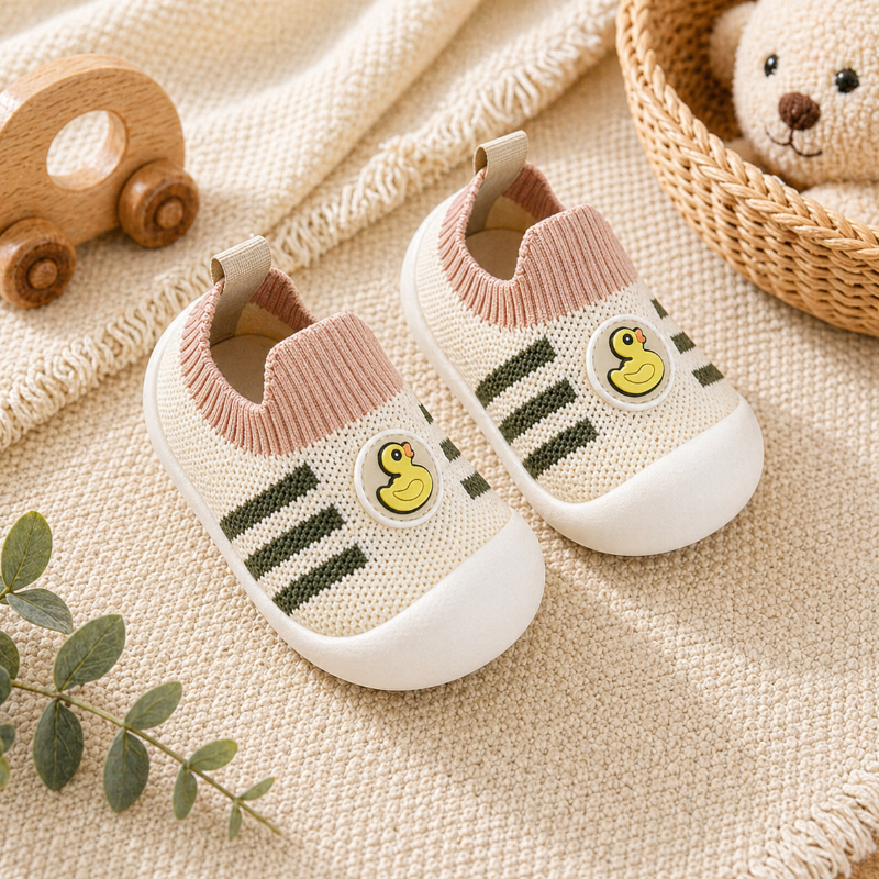Baby Anti-Slip Shoes – Sicherheit & Komfort – Kinderschuhe Ente / Braun / 23 (15–18 Monate) | Pädagogisches Holzspielzeug von Mein Kleines Baby