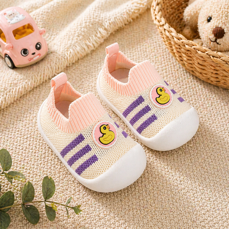 Baby Anti-Slip Shoes – Sicherheit & Komfort – Kinderschuhe Ente / Rosa / 23 (15–18 Monate) | Pädagogisches Holzspielzeug von Mein Kleines Baby