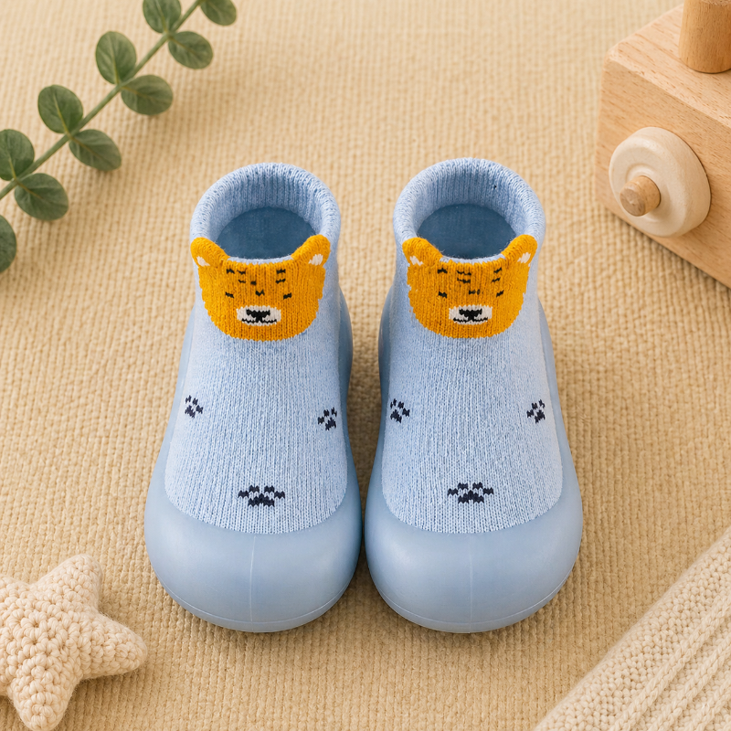 Baby Anti-Slip Shoes– Sicherheit&Komfort– Kinderschuhe Tiere&Rakete / Hellblau / 27 (2.5–3 Jahre) | Pädagogisches Holzspielzeug von Mein Kleines Baby