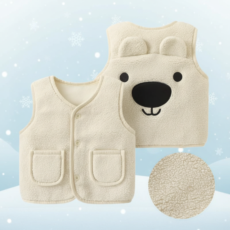 Baby Bear Fleece Vest – Warm & Weich – Kinder-Bärenweste Weiß / 120 (4–5 Jahre) | Pädagogisches Holzspielzeug von Mein Kleines Baby