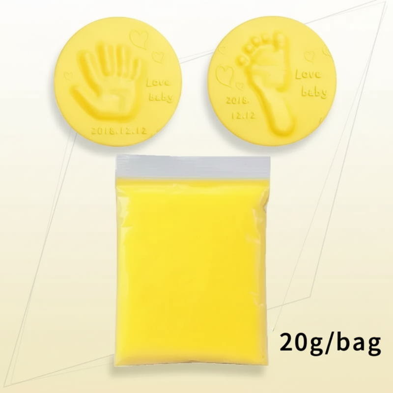 Baby Imprint Clay Kit – Minder & Unikt – Ler-aftrykssæt Gul – Startpakke | Pädagogisches Holzspielzeug von Mein Kleines Baby