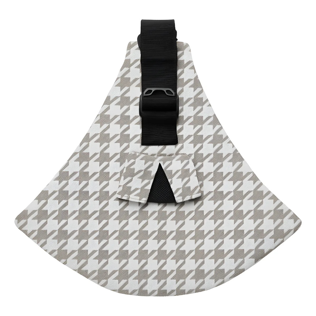 Baby Sling Carrier™ - Verstellbare Babytrage - Hüfttrage Sandfarbenes Hahnentritt – Comfort | Pädagogisches Holzspielzeug von Mein Kleines Baby