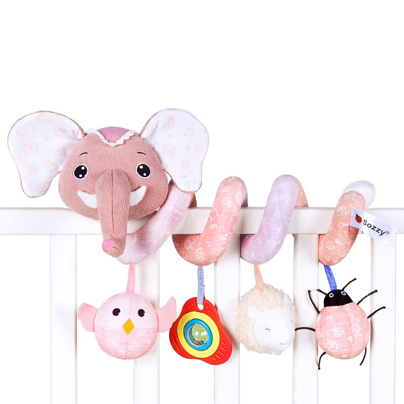 Baby Spiral Toy™ - Autositz&Kinderwagen Spielzeug Rosa Elefant 2 | Pädagogisches Holzspielzeug von Mein Kleines Baby