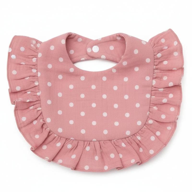 BabyBloom – Niedlich & bequem – Baby-Lätzchen mit Rüschenrand Rosa Punkte | Pädagogisches Holzspielzeug BabyBloom – Niedlich & bequem – Baby-Lätzchen mit Rüschenrand Rosa Punkte | Pädagogisches Holzspielzeug von Mein Kleines Baby