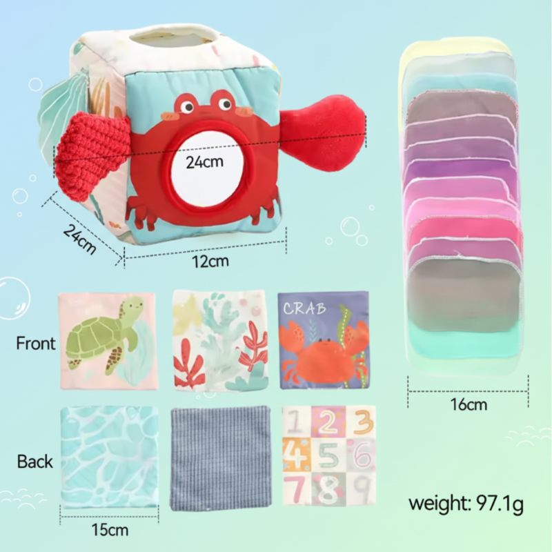 BabyBloom– Spielerisch&entwicklungsfördernd – Sensorisches Babyspielzeug Krabbe – Sensorischer Babywürfel | Pädagogisches Holzspielzeug von Mein Kleines Baby