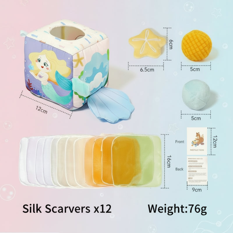 BabyBloom– Spielerisch&entwicklungsfördernd – Sensorisches Babyspielzeug Meerjungfrau – Sensorischer Babywürfel | Pädagogisches Holzspielzeug von Mein Kleines Baby