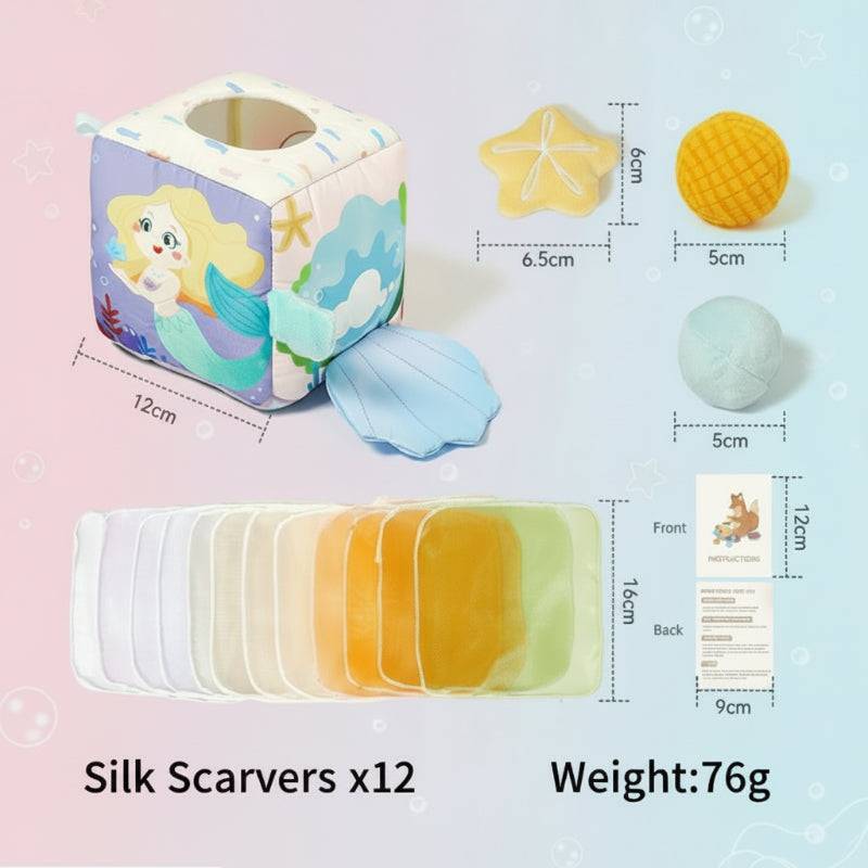 BabyBloom– Spielerisch&entwicklungsfördernd – Sensorisches Babyspielzeug Meerjungfrau – Sensorischer Babywürfel | Pädagogisches Holzspielzeug von Mein Kleines Baby