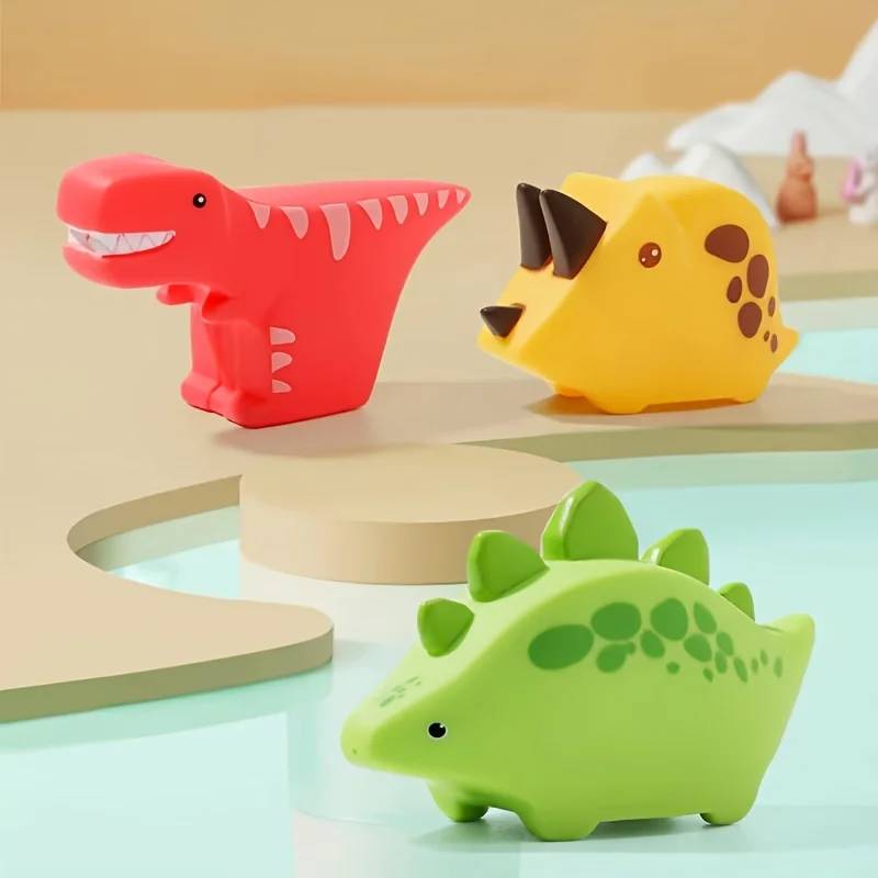 Bath Buddies™ – Verrückte Tierdusche – Badespielzeug Wasserpistole 3 Stück Dino Set A | Pädagogisches Holzspielzeug von Mein Kleines Baby