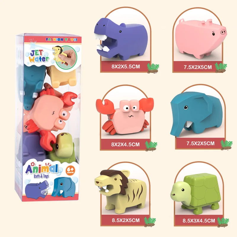 Bath Buddies™ – Verrückte Tierdusche – Badespielzeug Wasserpistole 6 Stücke | Pädagogisches Holzspielzeug von Mein Kleines Baby