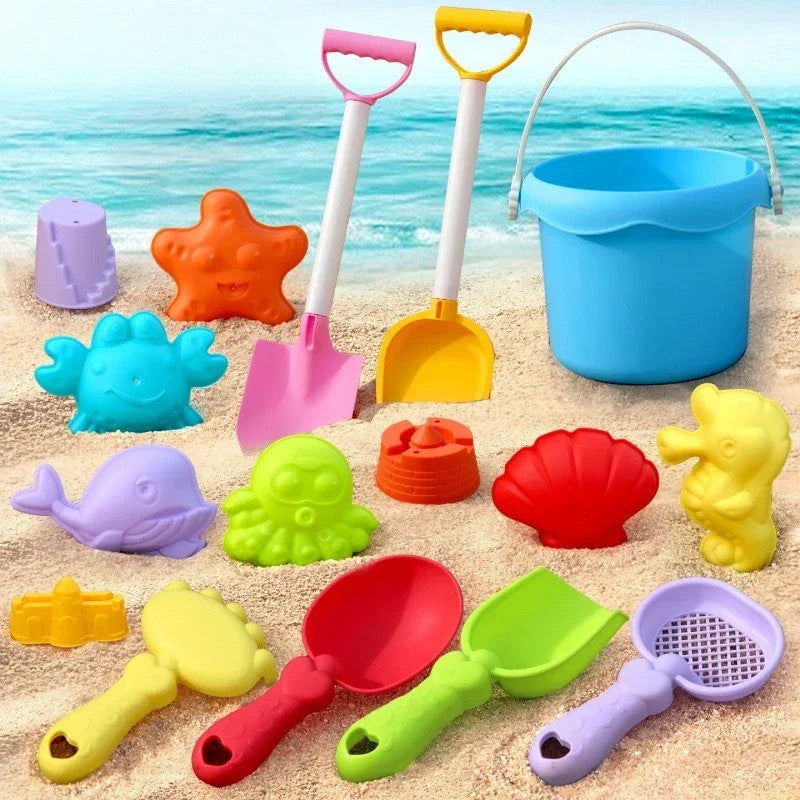 Beach Fun Set™ – Sommer-Sand-Spaß - Strandspielzeug-Set 16 Stäbchen | Pädagogisches Holzspielzeug von Mein Kleines Baby