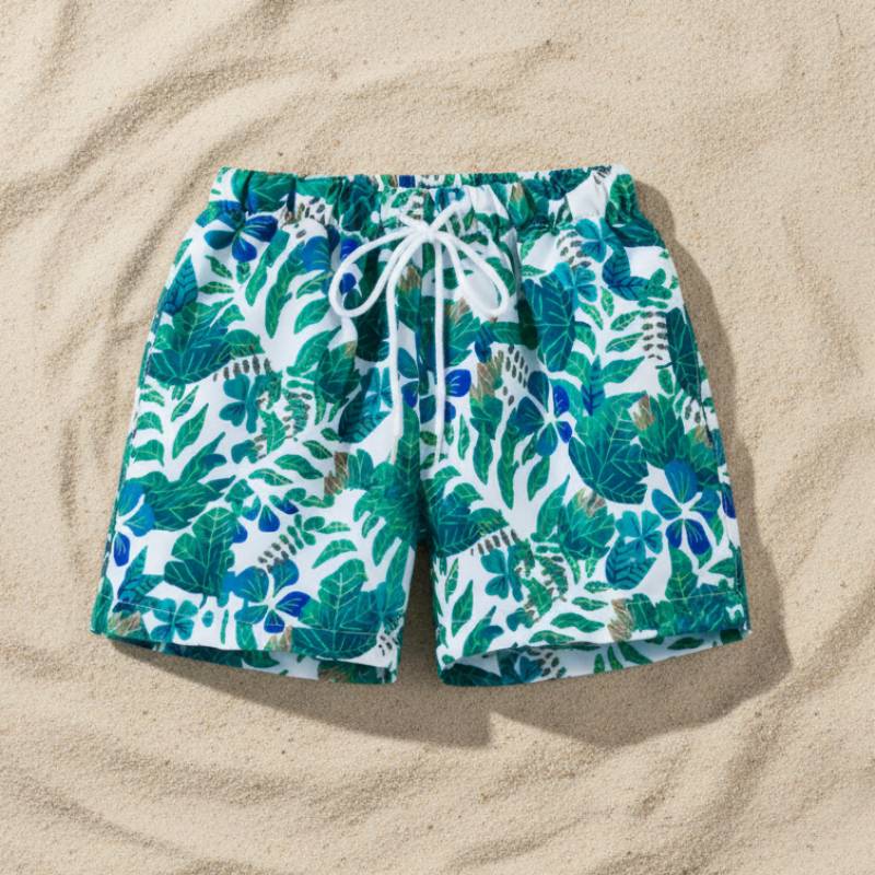 Beach Shorts – Leicht & verspielt – Tropische Kinder-Badehose Inselblüte / 130 (6–7 Jahre) | Pädagogisches Holzspielzeug von Mein Kleines Baby