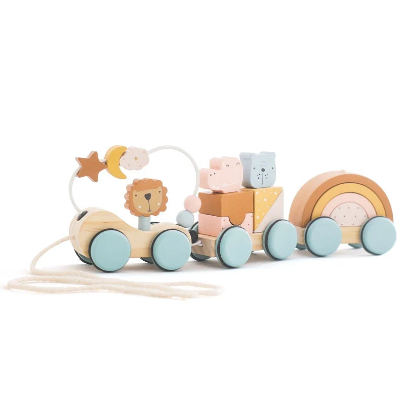 Bead Tracks™ – Zug, Auto&Motorik - Holzperlen- und Schlepperset Zug | Pädagogisches Holzspielzeug von Mein Kleines Baby