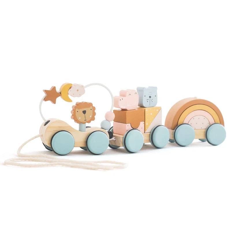 Bead Tracks™ – Zug, Auto&Motorik - Holzperlen- und Schlepperset Zug | Pädagogisches Holzspielzeug von Mein Kleines Baby