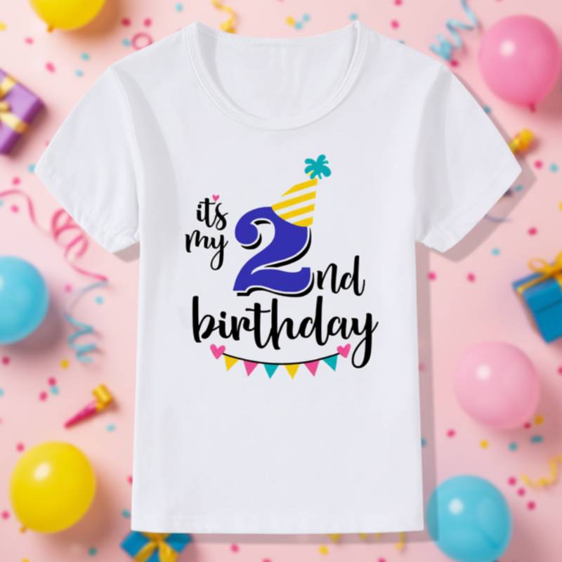 Birthday Graphic Tee – Sødt & let – Børnet-shirt til fødselsdag Blå / 2 Størrelse (år 90) | Pädagogisches Holzspielzeug von Mein Kleines Baby