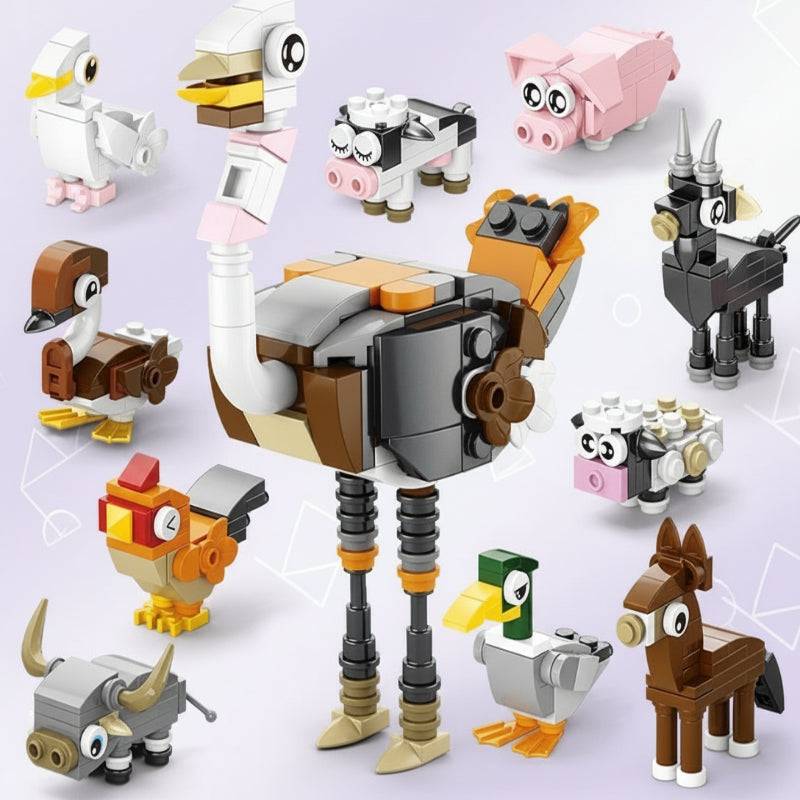 BlockCraft– Lernreich&unterhaltsam– Konstruktionsset Bauernhof | Pädagogisches Holzspielzeug von Mein Kleines Baby