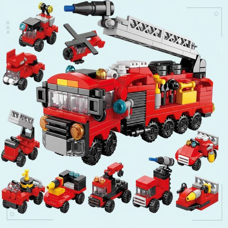 BlockCraft– Lernreich&unterhaltsam– Konstruktionsset Feuerwehrwagen | Pädagogisches Holzspielzeug von Mein Kleines Baby