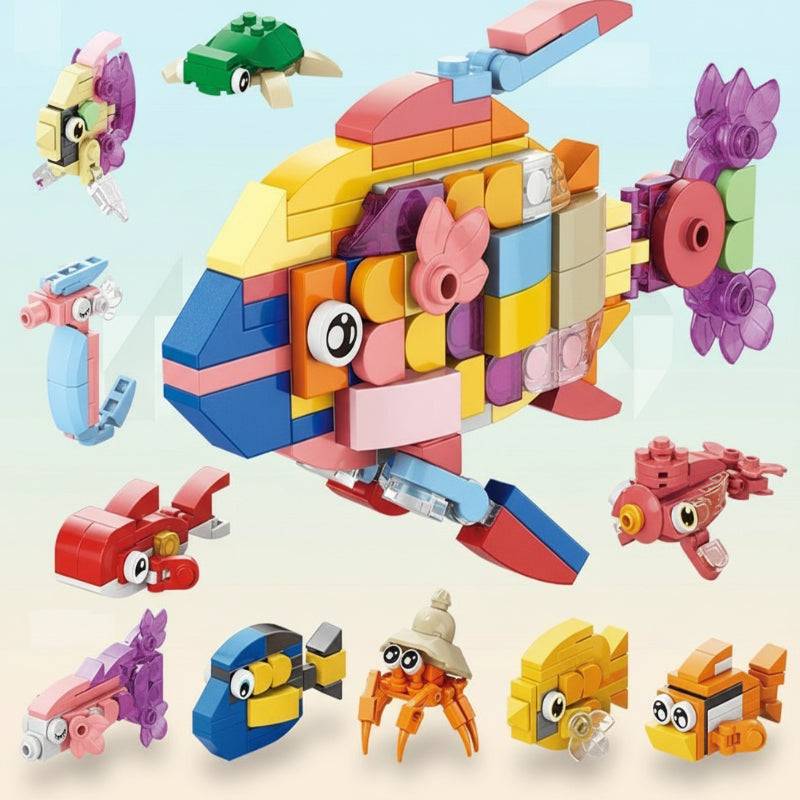 BlockCraft– Lernreich&unterhaltsam– Konstruktionsset Fischen | Pädagogisches Holzspielzeug von Mein Kleines Baby