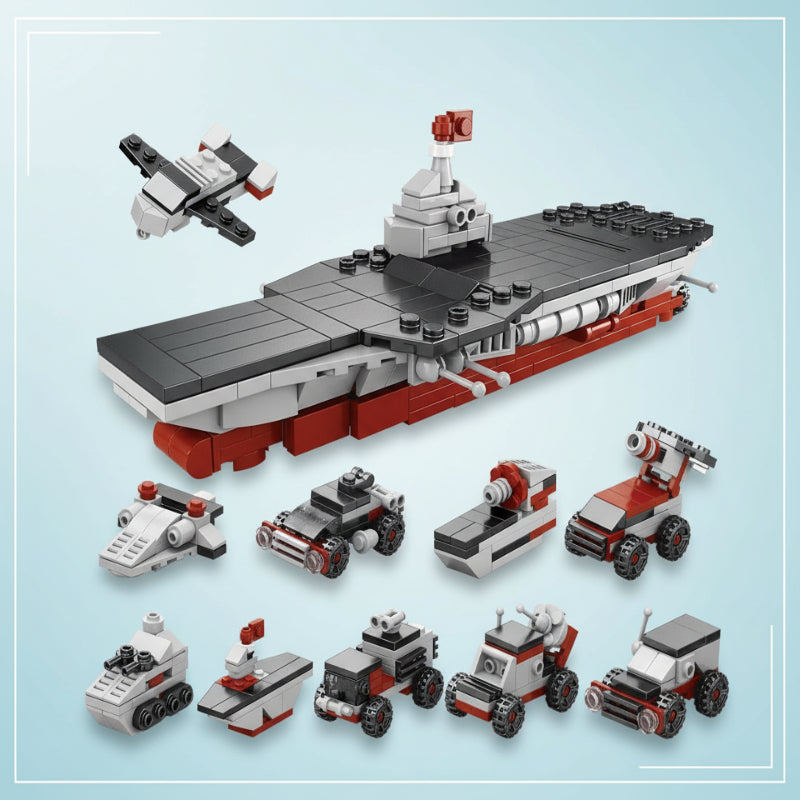 BlockCraft– Lernreich&unterhaltsam– Konstruktionsset Flugzeugträger | Pädagogisches Holzspielzeug von Mein Kleines Baby