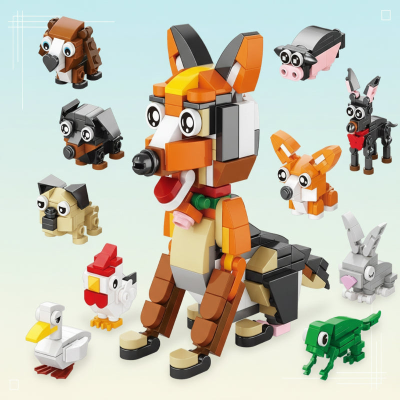 BlockCraft– Lernreich&unterhaltsam– Konstruktionsset Haustiere | Pädagogisches Holzspielzeug von Mein Kleines Baby