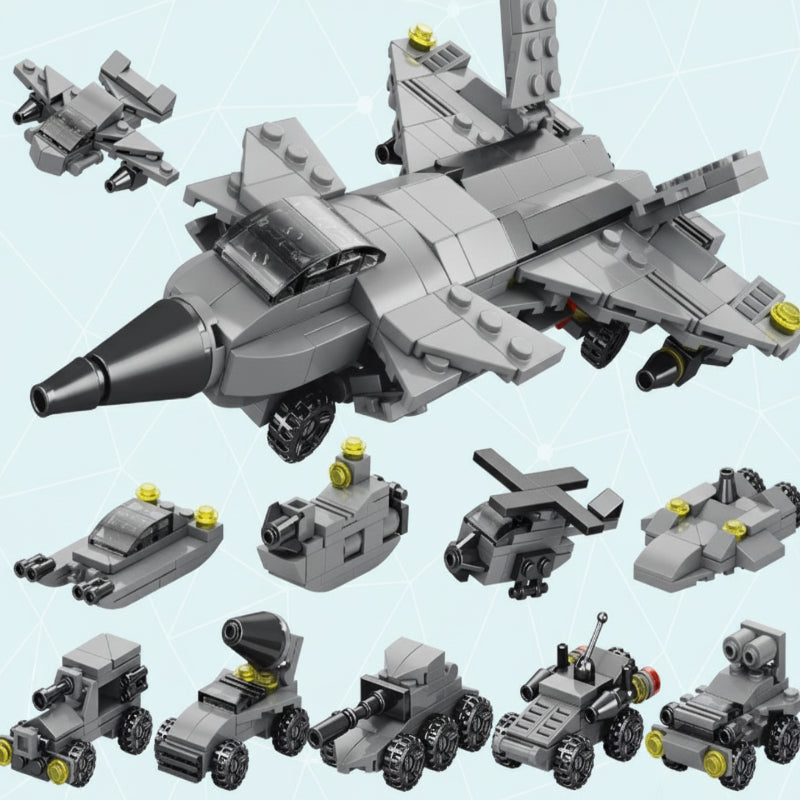 BlockCraft– Lernreich&unterhaltsam– Konstruktionsset Jet fighter | Pädagogisches Holzspielzeug von Mein Kleines Baby