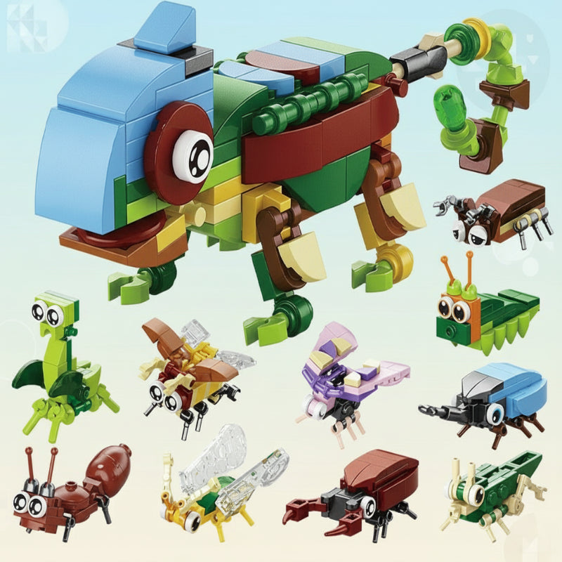 BlockCraft– Lernreich&unterhaltsam– Konstruktionsset Kriechende Insekten | Pädagogisches Holzspielzeug von Mein Kleines Baby