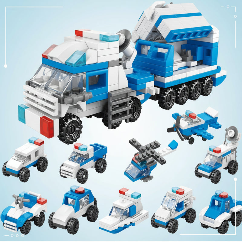 BlockCraft– Lernreich&unterhaltsam– Konstruktionsset Polizeiauto | Pädagogisches Holzspielzeug von Mein Kleines Baby