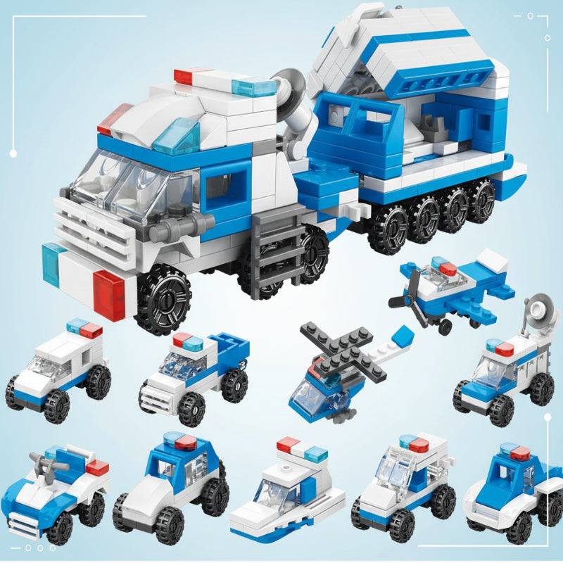 BlockCraft– Lernreich&unterhaltsam– Konstruktionsset Polizeiauto | Pädagogisches Holzspielzeug von Mein Kleines Baby